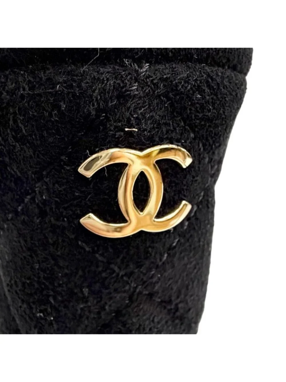 Chanel Suede Leather CC Logo Ankle Strap Open Toe Sandals Black